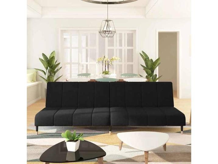 Canapé Relax convertible - VIDAXL - TOP Canapé-lit - 2 places - noir - velours &&52089
