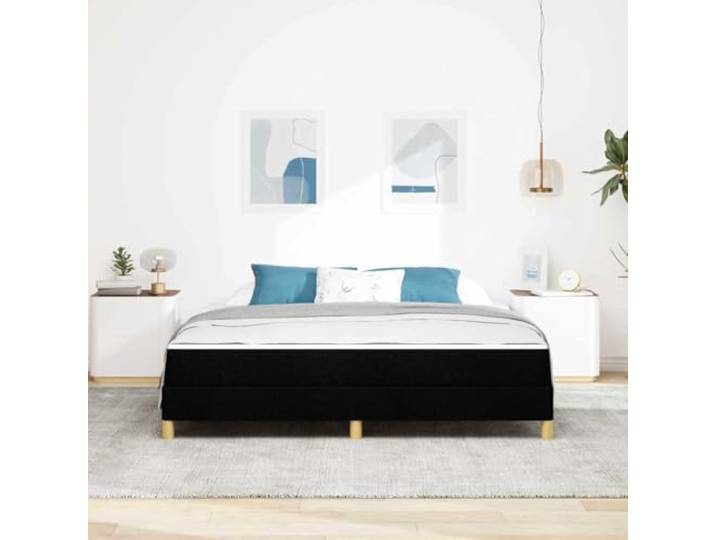 KTHLBRH Boxspringbett mit Matratze schwarz 180 x 200 cm Stoff Modernes Design, Bezug aus Stoff, Holz, für Doppelbett