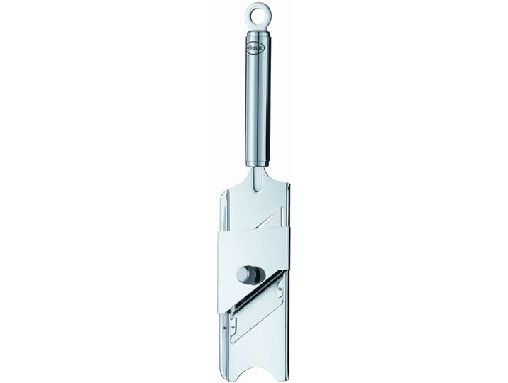Gemüsehobel RÖSLE, silber (edelstahlfarben), L:28cm, Edelstahl 18/10, Küchenreiben, Gemüsehobel, Gourmethobel für Parmesan, Trüffel oder Pilze, stufenlos verstellbar