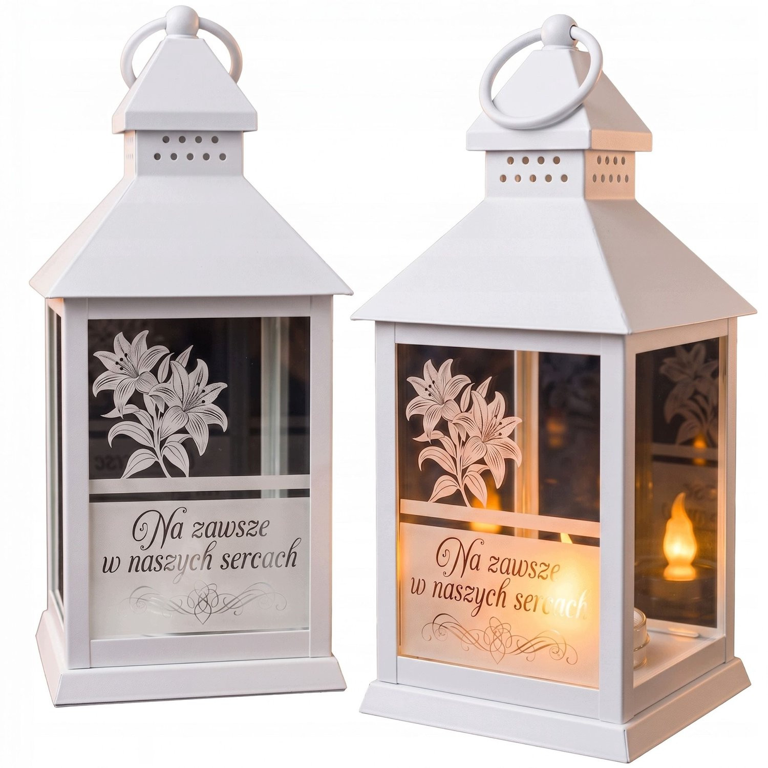 Decortrend Witte LED Graf Lampion Voor Altijd in Ons Hart - Diameter: 25 cm