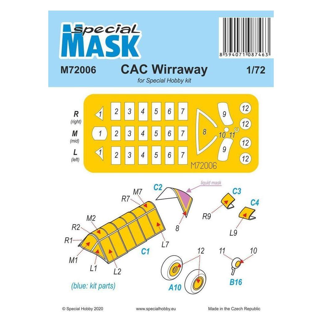 Special Hobby CAC Wirraway Mask von 1928 (100-M72006)