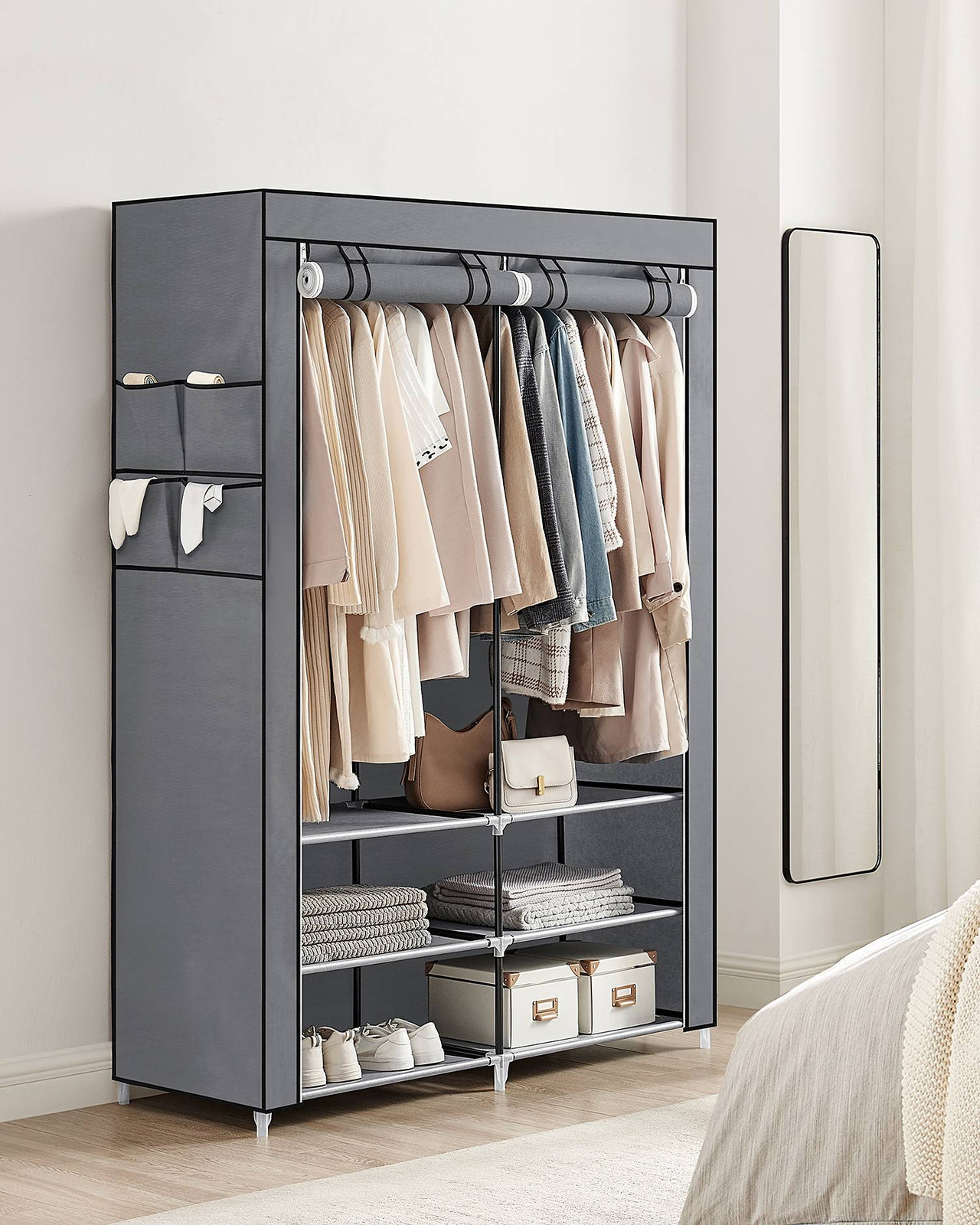 SONGMICS Stoffen kledingkast grijs, B/D/H: 127 x 45 x 176 cm