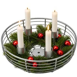 Relaxdays Adventskranz Metallschale Silber