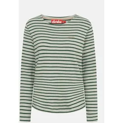 Derbe Streifenshirt Interstriped Damen Hellgrün Langarmshirt Gestreift GOTS Organic