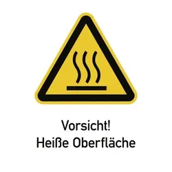 Vorsicht! Heiße Oberfläche ISO 7010, Kombischild, Polyesterfolie, 131x185 mm