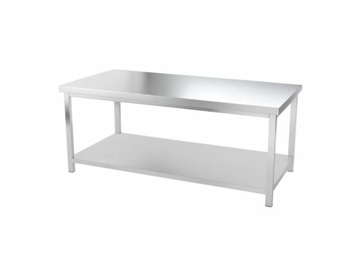 Table inox professionnelle - 1800 x 600 mm - inox 0 8 mm - étagère basse - charge 150 kg