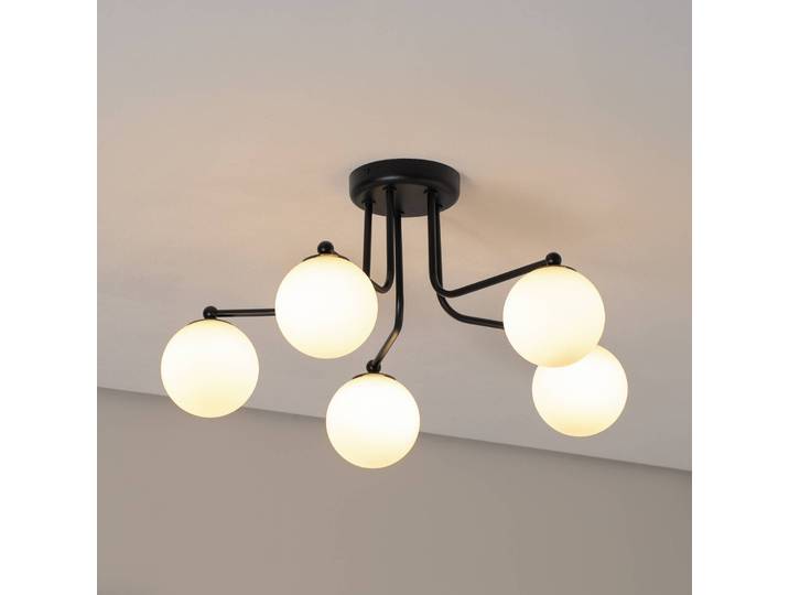 Deckenleuchte Astral SOLLUX LIGHTING, dimmbar, schwarz, für Wohn- / Esszimmer, Glas, Modern