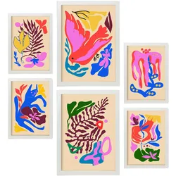 POSTER Set Mit 6 Malerisch 3 In Blume Zusammenfassung Ästhetische Dekorative Gemälde Für Ihr Wohnzimmer, Schlafzimmer, Zuhause A3 & A4 Weißer Rahmen