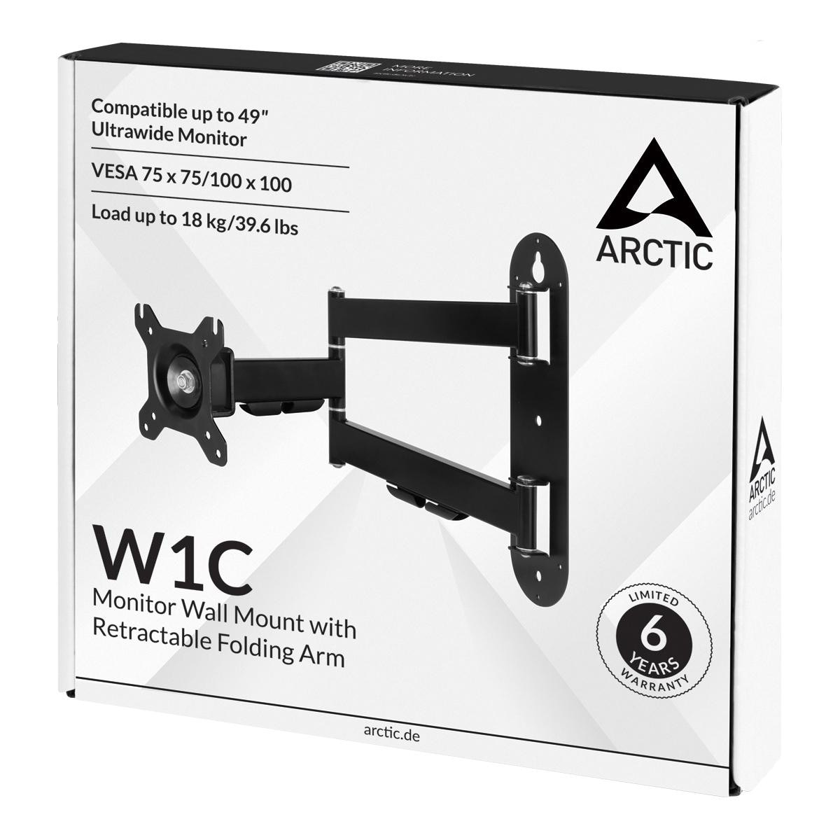 ARCTIC W1C Wandhalterung mit Gelenkarm Monitore bis zu 49 Zoll AEMNT00058A