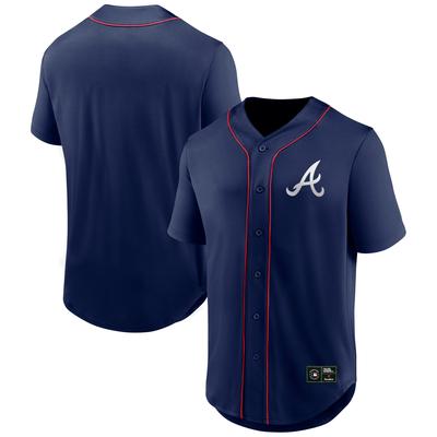 Baseballtrikot FANATICS "Fanatics Trikot Atlanta Braves Core Foundation", Herren, Gr. M, blau, 100% Polyester, Trikots Baseballtrikot