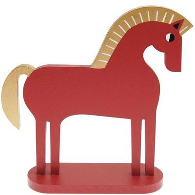 Deko Figur Holz-Pferd, rot