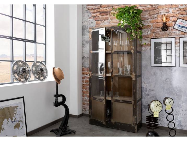 Vitrine Mango 92x40x185 braun lackiert HEAVY INDUSTRY #243