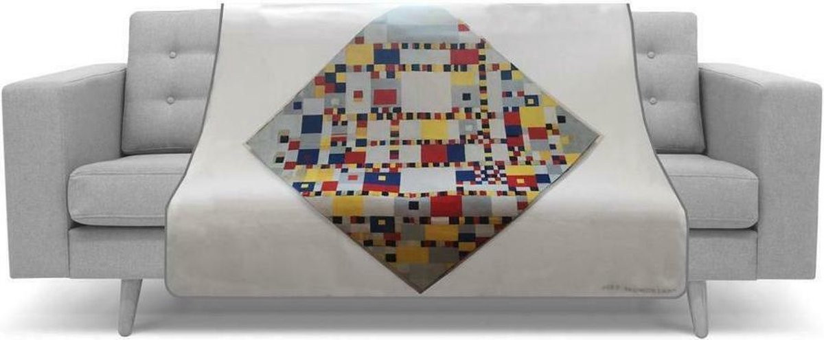 Articone Dunne Fleecedeken Plaid Victory Boogie Woogie van Piet Mondriaan - 150 x 120 cm