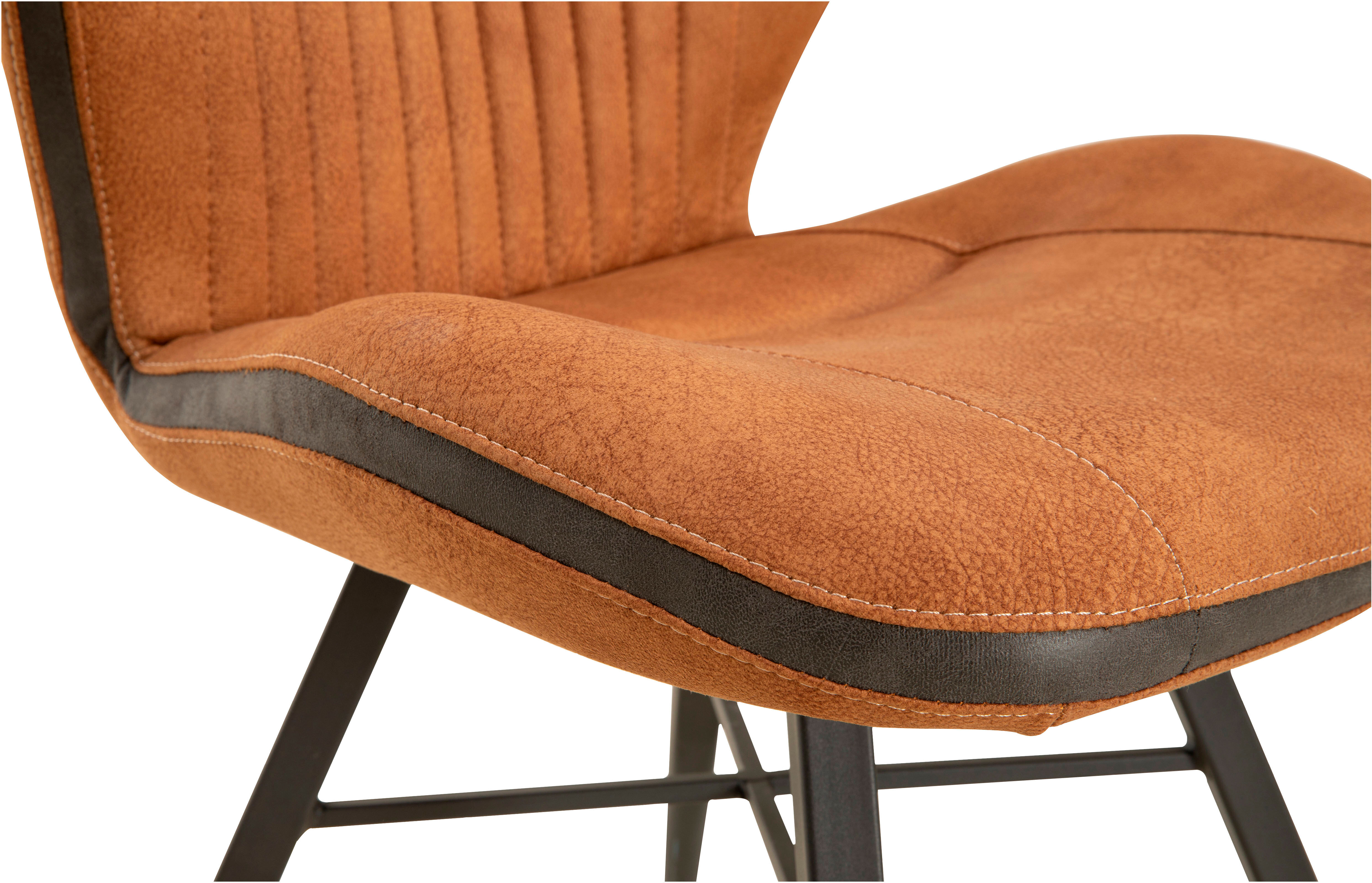 Esszimmerstuhl OMG DESIGN "Mace", braun (cognac, schwarz, cognac), B:53cm H:87cm T:61cm, Stühle, Esszimmerstuhl, Lederoptik, pflegeleicht, mit praktischem Griff