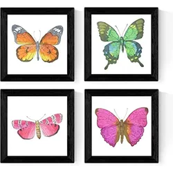 POSTER Set mit 4 Schmetterlinge 20x20cm Rahmenlos