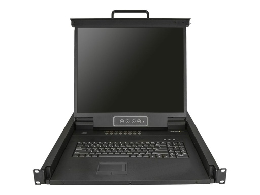 StarTech.com StarTech 16 Port Rack KVM Konsole mit 1,8 m Kabeln - US Tastatur(QWERTY), Integrierter KVM Switch mit 19" LCD Monitor - 1HE LCD KVM Konsole - OSD KVM - 50.000 MTBF - USB + VGA(RKCONS1916K) - KVM-Konsole mit KVM-Switch - 16 Anschlüsse - PS/2, USB - US - 48.3 cm (19") (RKCONS1916K)