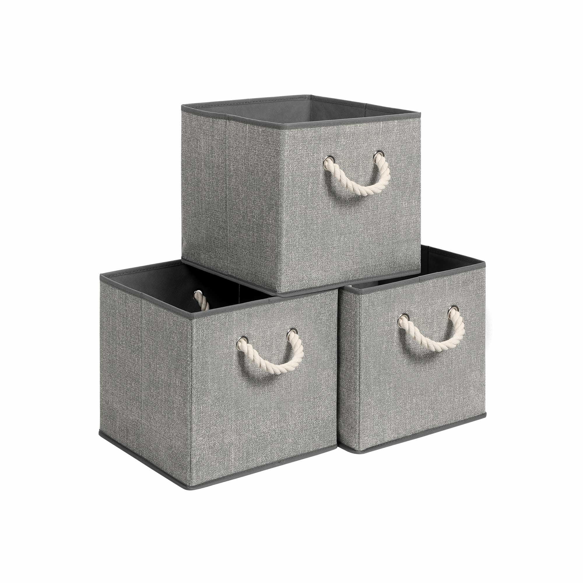 SONGMICS Stoffboxen ohne Deckel 3er Set Grau RFB016G01