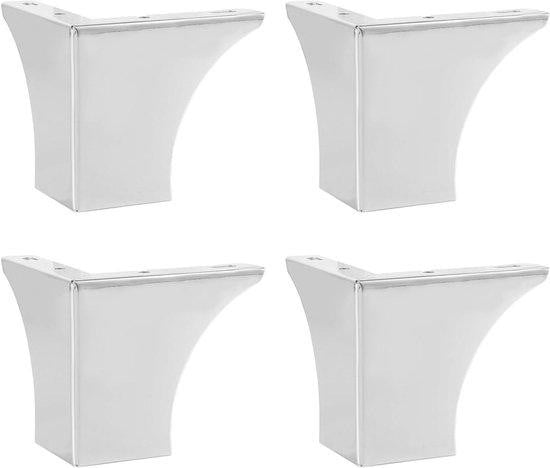 Allecto Plus Meubelpoten van RVS - Set van 4 - Zilver - Hoogte: 10 cm