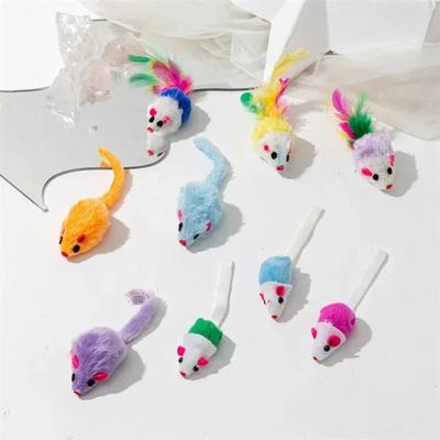 Inspire Select Interactive Catnip Mouse Toy Set Faux Fur Rattle Cat Toys For Indoor Cats, Random Mixed Colors mixed 3 Pcs