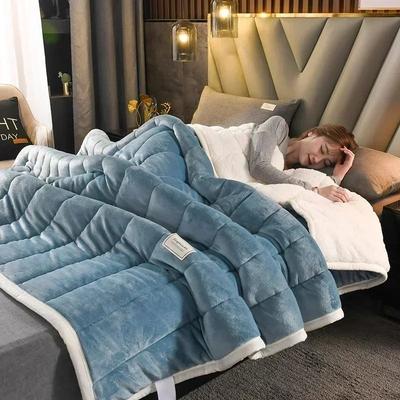 Uplifted Goods Luxury Flannel Fleece Blanket With Lambs Wool Lining e 59x79 In