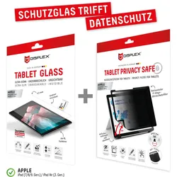 DISPLEX Tablet Panzerglas & Tablet Privacy Safe Blickschutzfilter für Apple iPad (7.–9. Gen.) / iPad Air (3. Gen.)