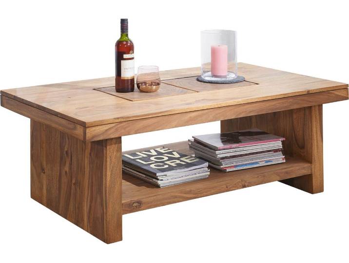 MASSIVMOEBEL24 Table basse 118x70 Palissandre teinté Brun TURIN #17