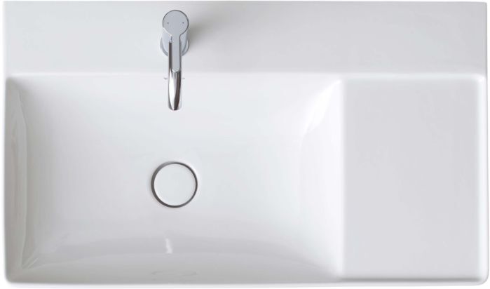 Duravit DuraSquare Möbel-Waschtisch asymmetrisch 2348800041 80x47cm, ohne Überlauf, mit Hahnlochbank, Becken links, 1 Hahnloch, weiß