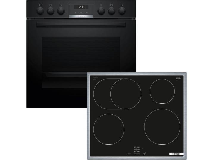 BOSCH Induktions Herd-Set HND611VS67, mit Backwagen, Hydrolyse, Backwagen mit ausziehbarer Tür für bequemes Kochen & Backen