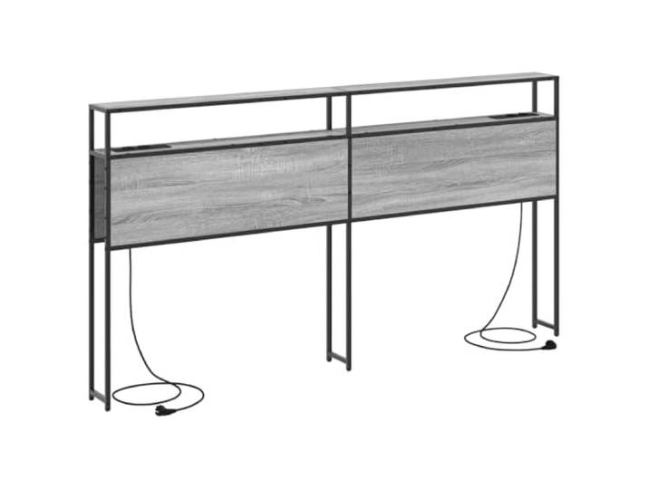 Makastle Stauraum-Kopfteil Sonoma-Grau 15x203x98 cm Holzwerkstoff & Stahl