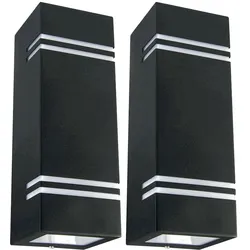 2er Set  Außen Wand Strahler Edelstahl Leuchten Grundstück Hof im Set inklusive LED Leuchtmittel