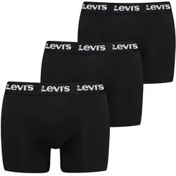 Levi's Herren Boxershorts, 3er Pack - Repeat Logo Boxer Brief 3P, Logobund, Baumwoll-Stretch, einfarbig Schwarz / L