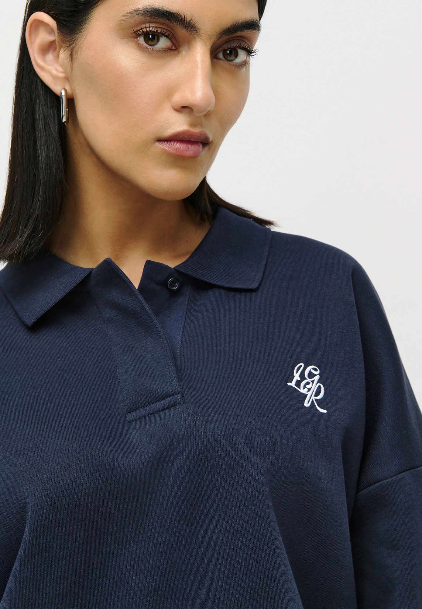 Sweatshirt LEGER "Enola, LeGer by Lena Gercke", Damen, Gr. 38, blau (night sky), Sweatware, Obermaterial: 65% Baumwolle, 35% Polyester, normal, Bündchen, Sweatshirts Sweatshirt, kontrastfarbene Stickerei night sky 38