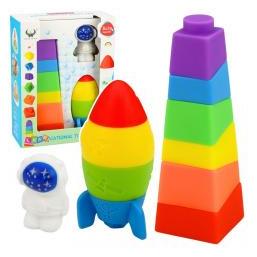 Lean Toys Set aus Gummibausteinen Turm Rakete Kosmonaut Bunt 11-teilig. (67992720)