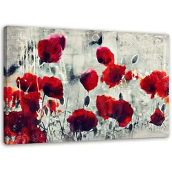 LEINWANDBILD Mohnblumen wie gemalt 120x80cm