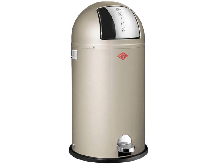 Mülleimer WESCO Kickboy , silber (neusilber), B:40cm H:75,5cm T:40cm, Stahlblech, Mülleimer, Mülleimer, Abfallsammler, 40 Liter