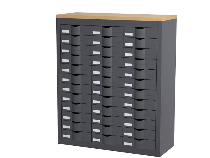 Paperflow Comptoir 3 colonnes Cycladis 36 tiroirs - Ht. 106.5 cm - Anthracite