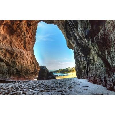 Fototapete PAPERMOON "GROTTE-HÖHLE LAGUNA BEACH MEER FELSEN GEBIRGE DÜNEN", bunt, B:3m L:2,23m, Vlies, Tapeten