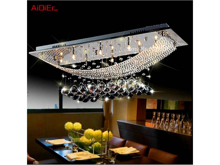 Lustre rectangulaire en cristal K9, style nordique américain, créatif et personnalisé, pour restaurant, hôtel, villa, salon