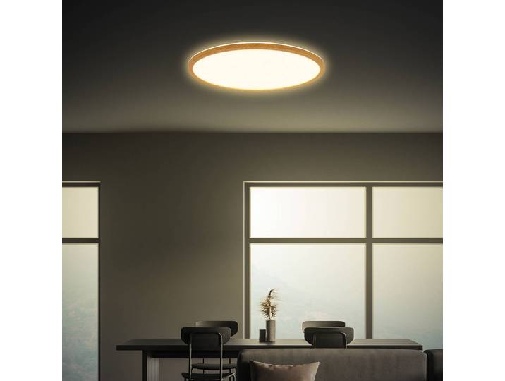 Briloner Deckenlampe Tava Wood, Holz hell, für Wohn- / Esszimmer, Kunststoff, Deckenlampe