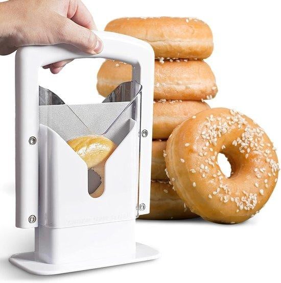 Handbediende bagelmesmachine met veiligheidsafdekking en vingerbescherming - Wit