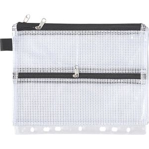 Foldersys Reißverschlussbeutel 40443-30, A4, schwarz / transparent, PVC, abheftbar, 4 Fächer