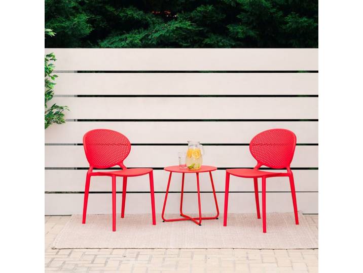 Chaise de jardin Moderne Lot de 4 Rouge Chaises design Plastique Chaises exterieur Chaises empilable Chaise de cuisine