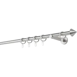 20mm,1-läufig,Rohr,Wandträger 12cm,Endstück cone Farbe: Edelstahl-Optik, Größe: 180cm