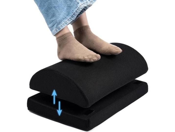 Repose-Pieds en Mousse à mémoire Repose-pieds Réglable sous Bureau Coussin de Repose-Pieds Ergonomique Noir