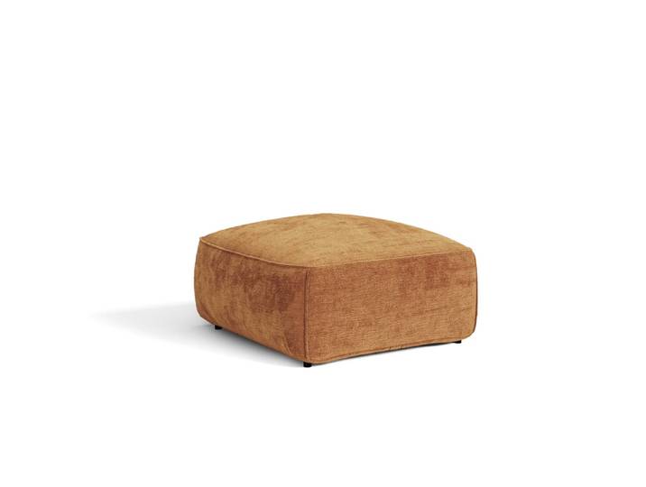 Pouf en velours gaufré caramel