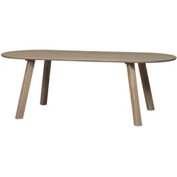 Esstisch Tablo oval Eiche FSC, moderner Massivholztisch, Grau, 220 x 90 cm, abgerundete Kante