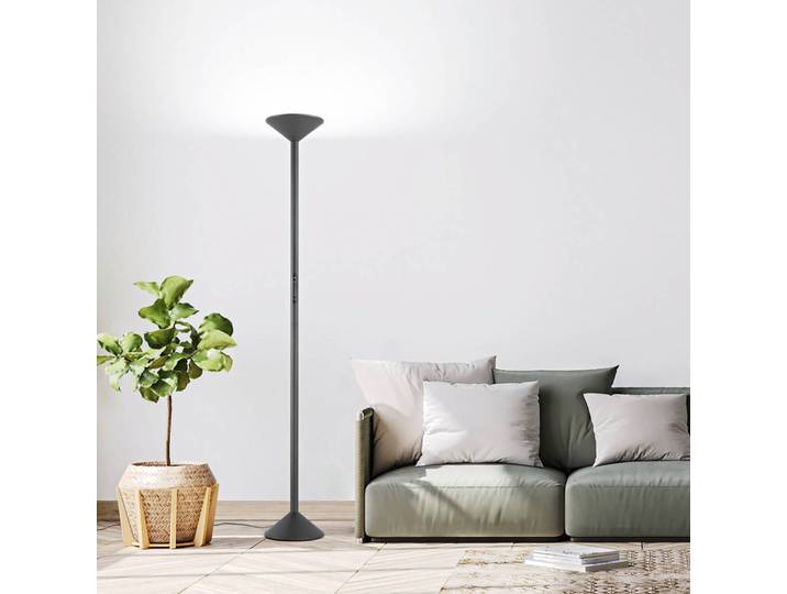 Fabas Luce LED Deckenfluter Tratto, dimmbar, schwarz, für Wohn- / Esszimmer, Metall, Modern, LED Stehlampe