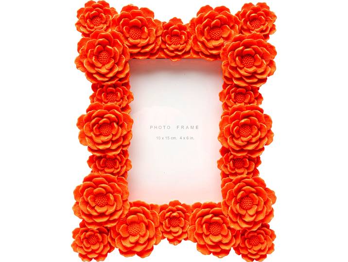 Bilderrahmen KARE DESIGN Flowerdream Orange 10x15cm , orange (rot), B:19cm H:24,5cm T:3,5cm, Papier, Polyresin, Bilderrahmen, Bilderrahmen