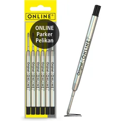 ONLINE® Kugelschreiberminen 6 St. 0.6 mm Schwarz