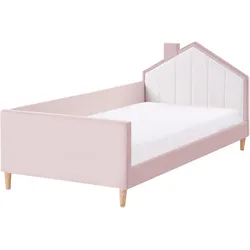 KINDERBETT Haus Samtstoff 90/200 cm Rosa Kervan